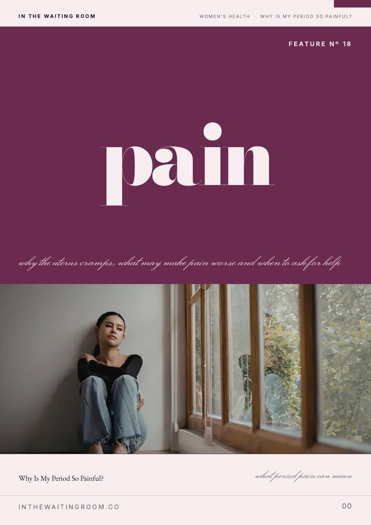 Cover artwork for the In The Waiting Room feature “Why Is My Period So Painful?”